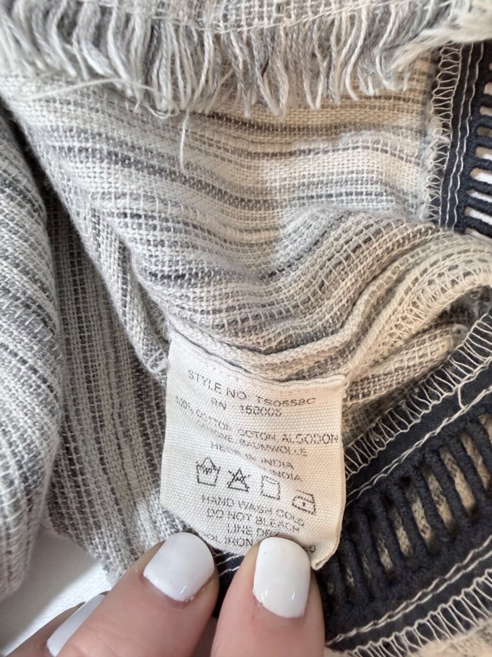 Crochet Boho Off The Shoulder Ladder Lace Fray Edge Top Grey Large - Picture 4 of 8